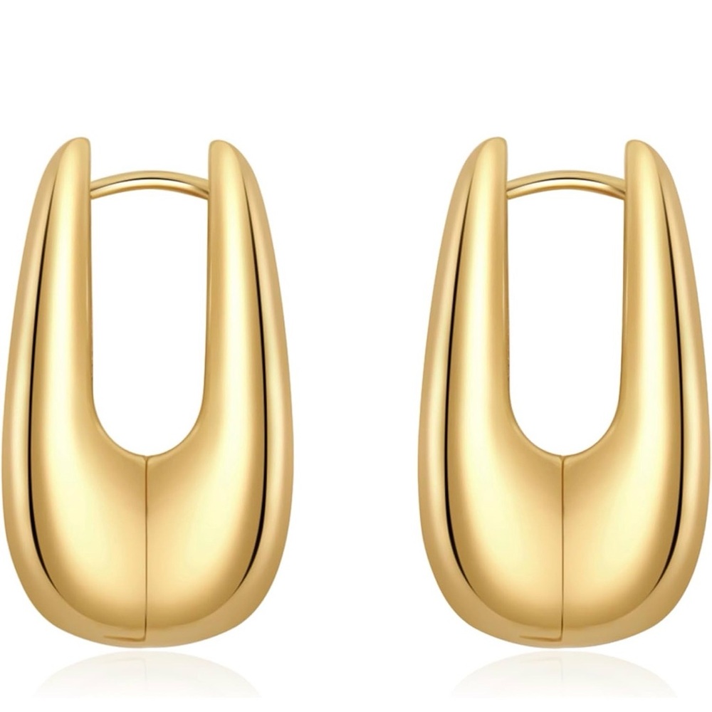 Elegant Gold Square Hoop Earrings - Picture 1 of 6
